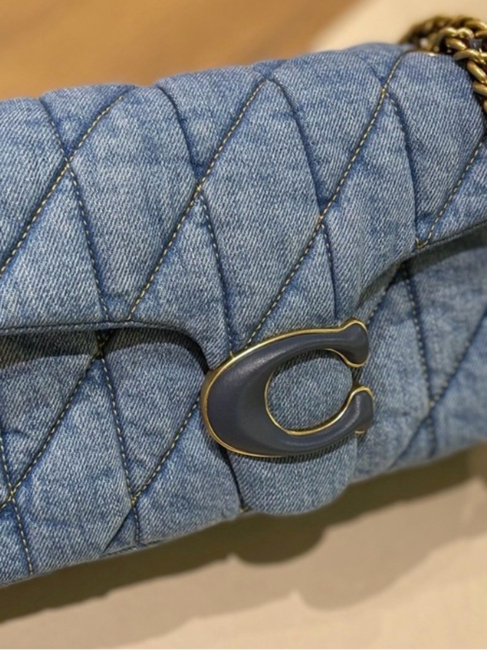 Coach Tabby 26 Quilted Denim Shoulder Bag in Light Blue